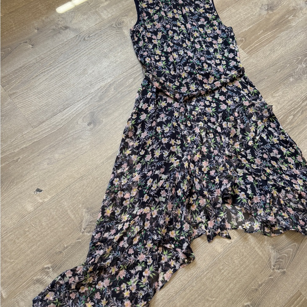 CeCe High Low Floral Dress in Black and Purple-Size 10 - Picture 5 of 13